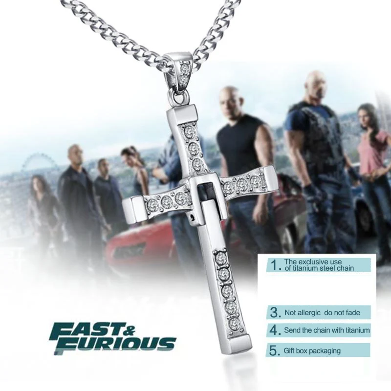 Vnox 316l Stainless Steel Cross Necklace Pendant The Fast and the Furious 8 Top Quality for Good Taste Male Gift