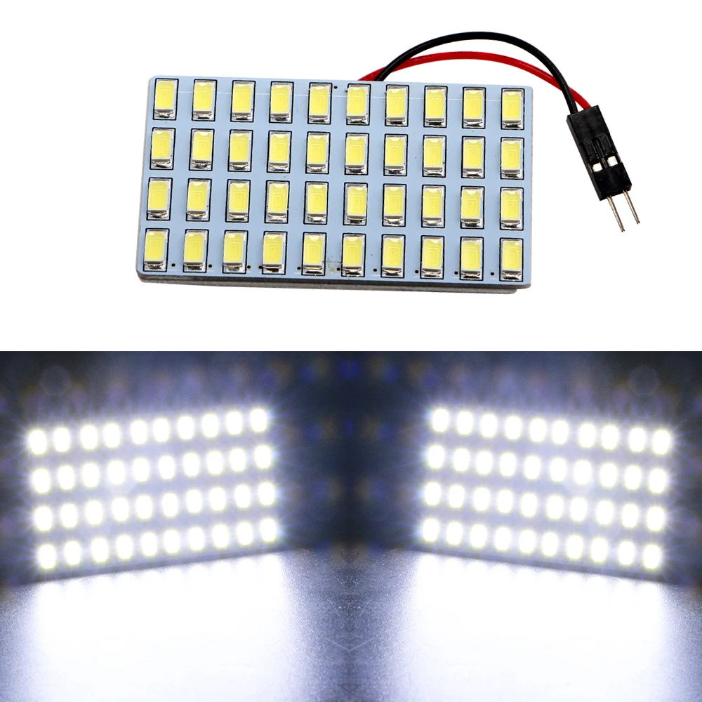 YM E-Bright 2 PCS Panel 5730 40 SMD Car LED Light 12V 2W Dome Led With T10 + Festoon Adapters Reading LightsTrunk Lamps 800Lm