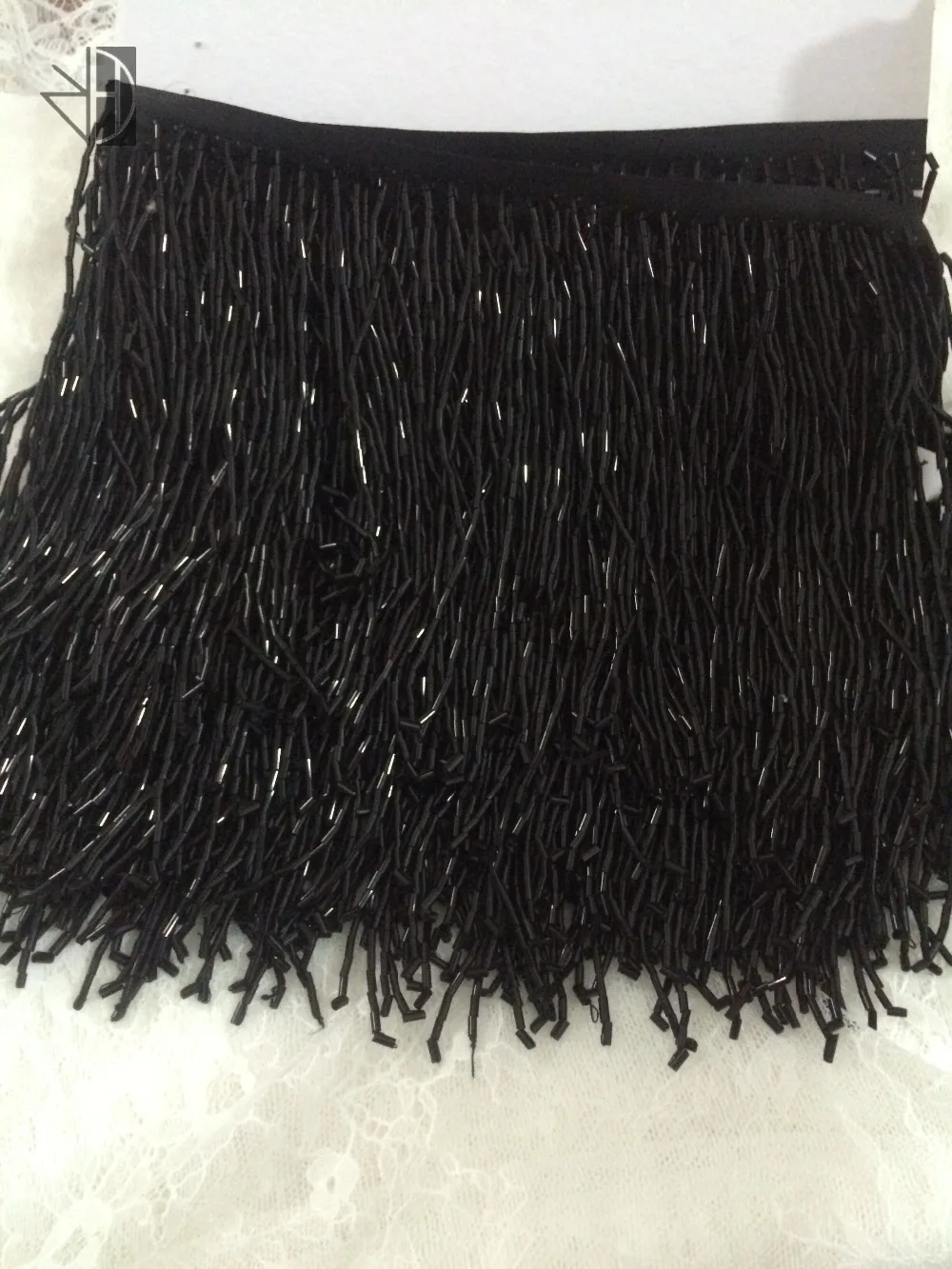 

top selling black beaded Fringe Ribbon Trim Fringe Tassel Lace Trim 15cm length S-72715 for Clothing Decoration