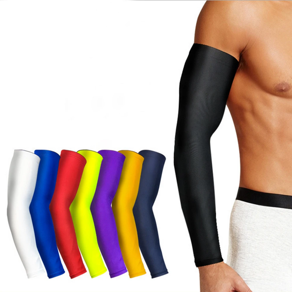 Sports Elastic Arm Sleeve Men\'s Sun UV Protection Compression Bicycle Male Oversleeve Breathable Arm Warmer Cover Gym Muscle