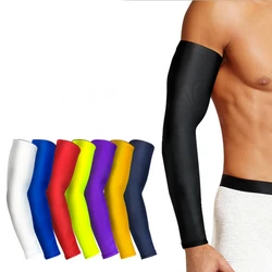 Sports Elastic Arm Sleeve Men's Sun UV Protection Compression Bicycle Male Oversleeve Breathable Arm Warmer Cover Gym Muscle