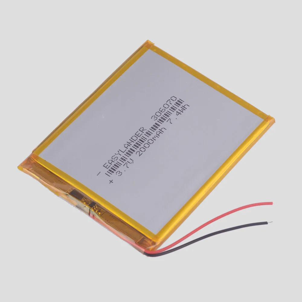 

306070 3.7V 2000mAh Rechargeable li Polymer Battery For Tablet PC Power Bank Wexler Book E6005 356070 PSP PDA GPS DVR E-Book