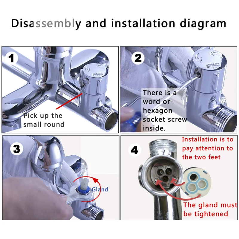 22MM Shower Faucet Third Gear Ceramic Spool/Shower Sprinkler Water separator Three-Hole Diversion Valve Bathroom Accessories