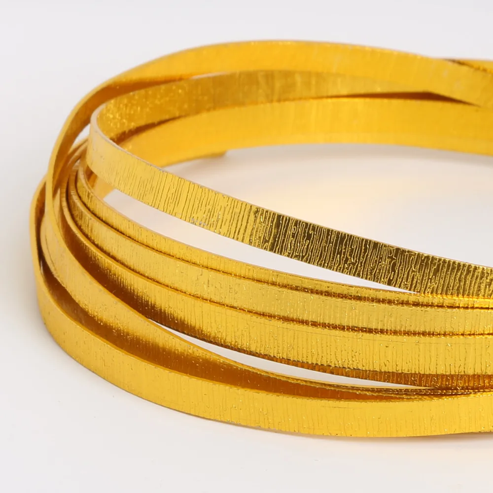 Embrossed Flat Aluminum Wire Gold Soft 5mmx1mm 3m Carving Embossing Wrap Beads Craft Jewelry Wire Wholesale