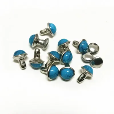 Hot Sell DIY100PCS 7mm Accessories Blue Turquoise Crack Rivets Leather Craft Punk Studs Shipping Free