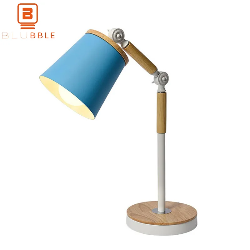 

BLUBBLE Children Study Night Table Lamps Adjustable Height Fabric Wood Read Desktop Lamp AC 100v-240v Sanctum Led Table Lights