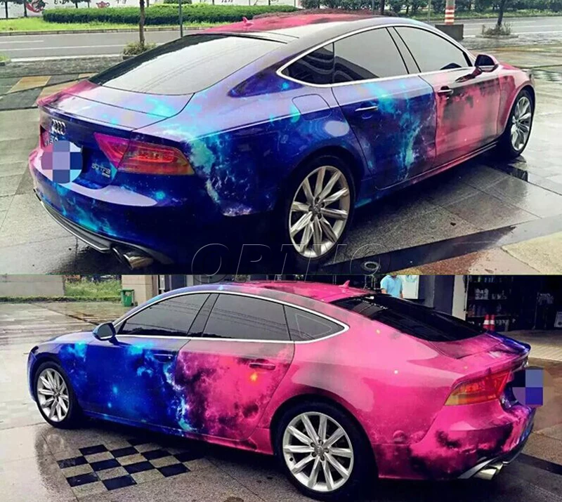 

Glossy Starry Galaxy Wrap Vinyl Sticker Bomb Galaxy Star Vinyl Film Air Bubble Free Gloss Car Body Wrapping Covers Sticker