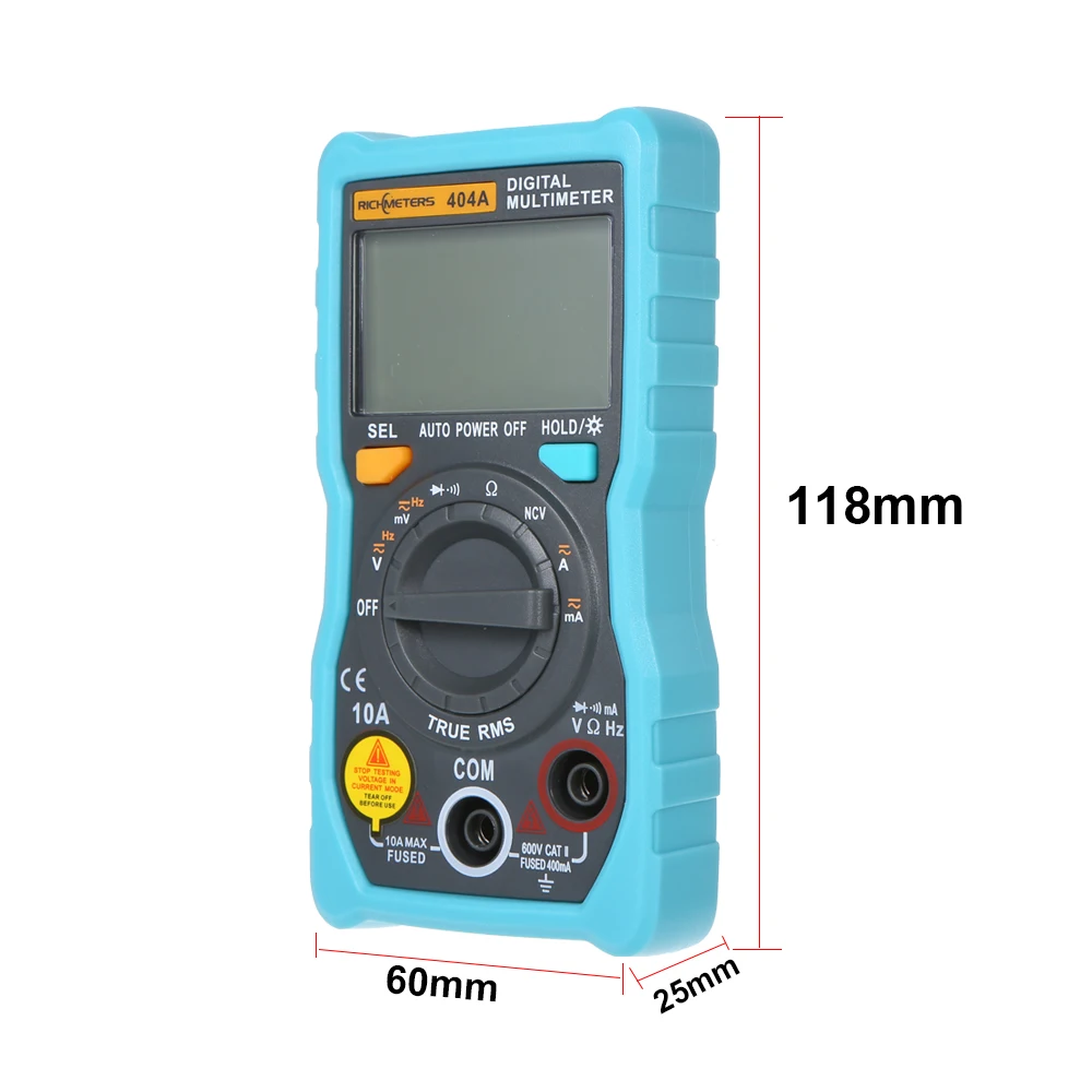 RICHMETERS Smart Digital Multimeter RM404A Portable LCD Display Auto-Ranging Ammeter AC/DC Voltage Current Measurement Tools