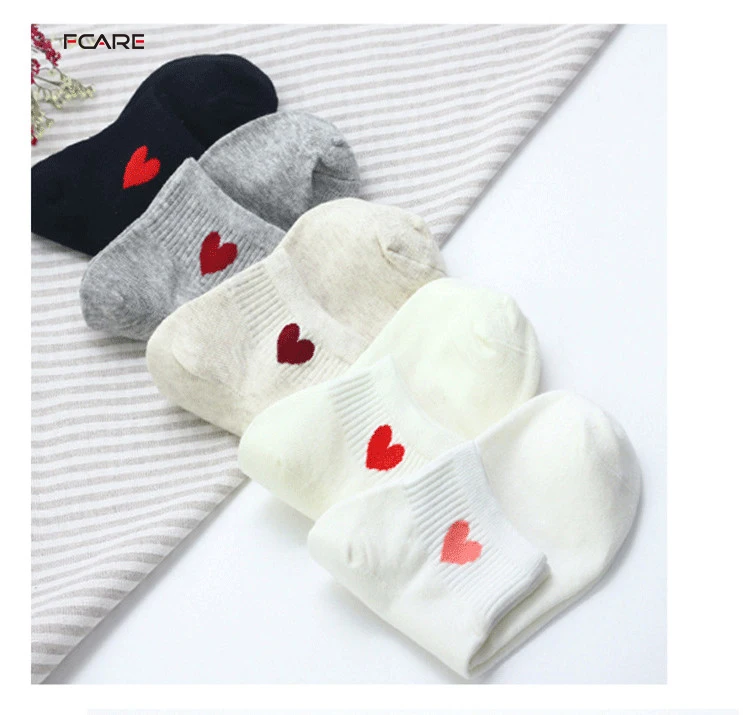 

Fcare 10PCS=5 pairs Spring summer new socks female love summer shallow mouth short socks cotton