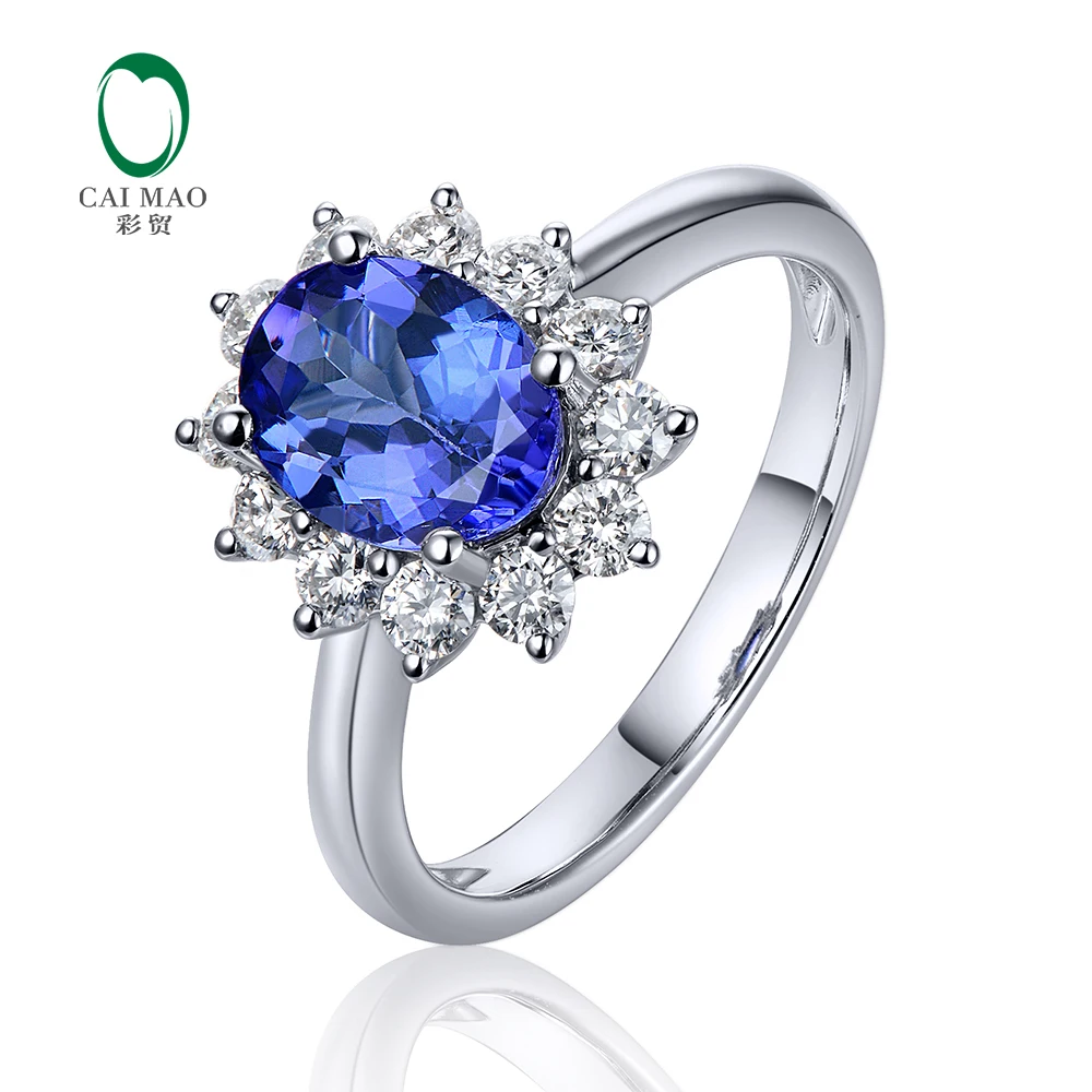 

Free Shipping 1.31ct Natural Blue Tanzanite 14CT White Gold Natural Diamond Engagement Ring Gemstone Jewelry Wholesale