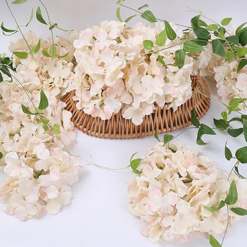 Hortensia de seda Artificial para decoración del hogar, cabeza de flor colorida, Fondo de arco de boda, decoración de pared, 10 unidades por lote