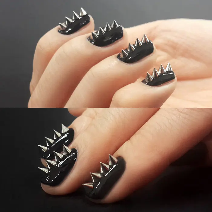 100 adet moda tırnak aksesuarı Metal Punk metalik koni sivri nail Art İpucu dekorasyon perçin DIY Nail art retro damızlık süsler