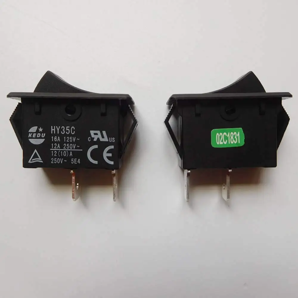 2Pcs KEDU Waterproof Rock Switch 125V/250V 12(10)A Power Tools Push Button ON OFF Switches 2Pins HY35C/ 3Pins HY35D