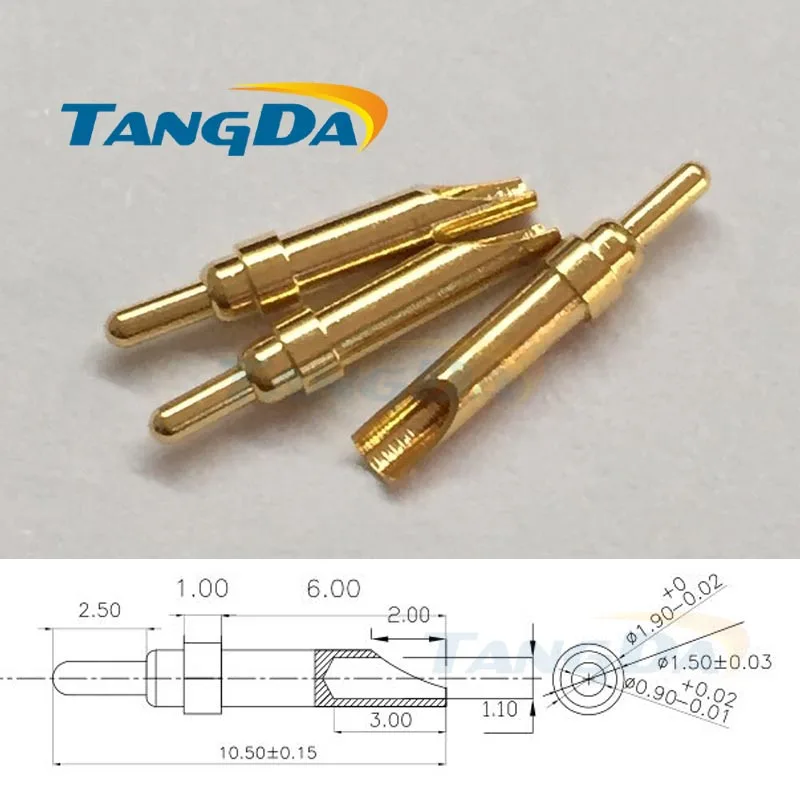 Tangda pogopin 1.9*10.5 mm Connectors Antivirus explosion products Conducting needle Spring thimble Slotting Gold-plated 5u