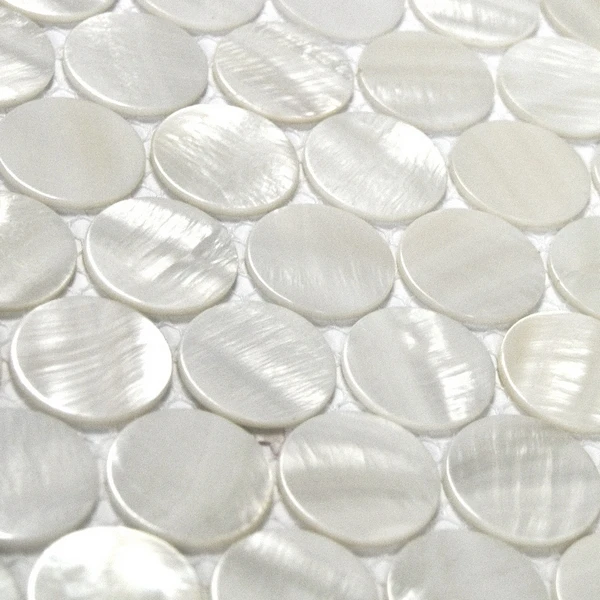 20mm round  pure white natural mother of pearl shell mosaic tiles for bathroom wall kitchen shower backsplash