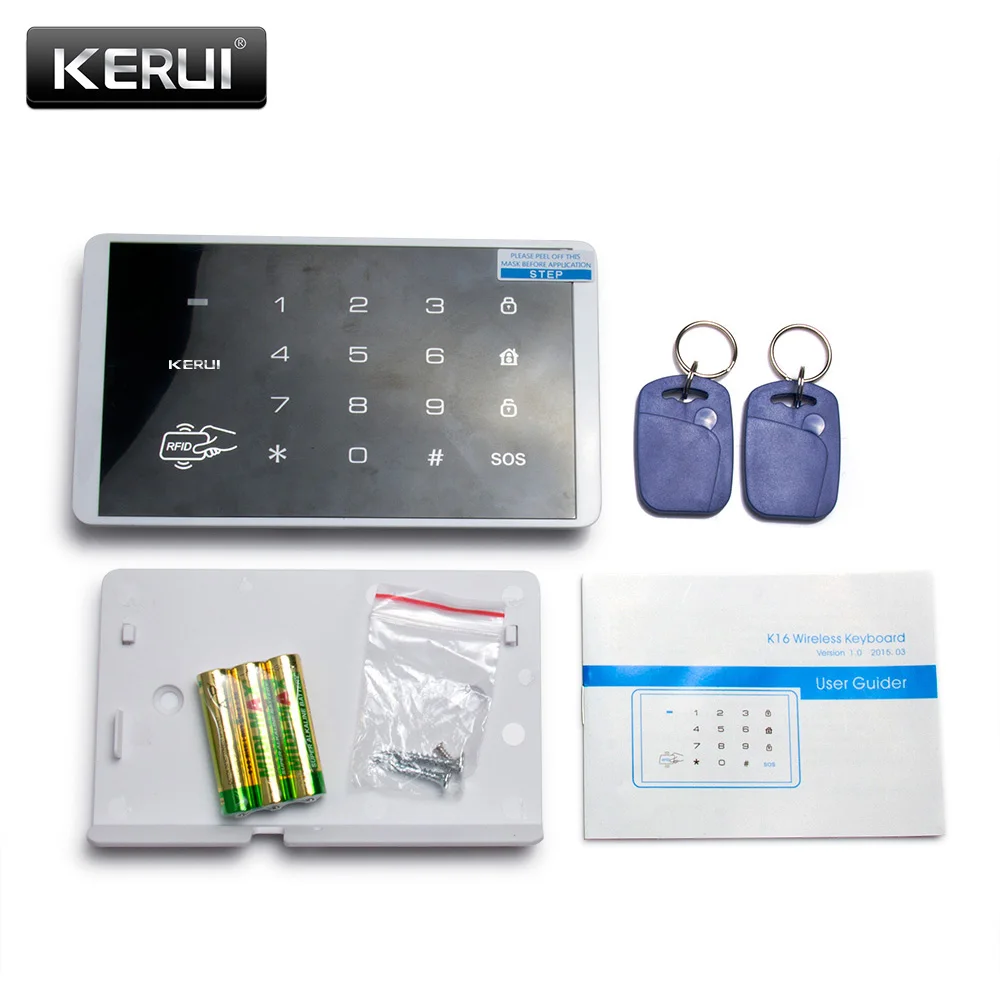 KERUI K16 RFID Touch Keypad For Wireless PSTN GSM 433MHz ASK Alarm System Burglar Access Control System Wireless Password Keypad