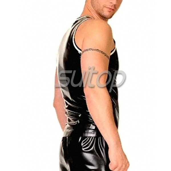 latex T-shirt with front zipped rubber top wear for man