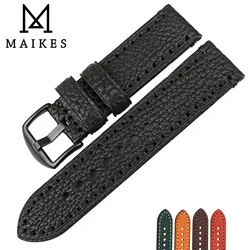 MAIKES-Correa de reloj para LUMINOX PANERAI HAMILTON, pulsera de cuero genuino, 20mm, 22mm, 24mm, 26mm