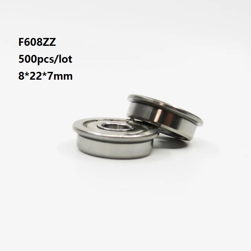 500pcs 8x22x7mm F608ZZ F608Z F608 Z ZZ F608-ZZ Metal cover Flange Deep Groove Ball Bearing Miniature mini 8*22*7mm