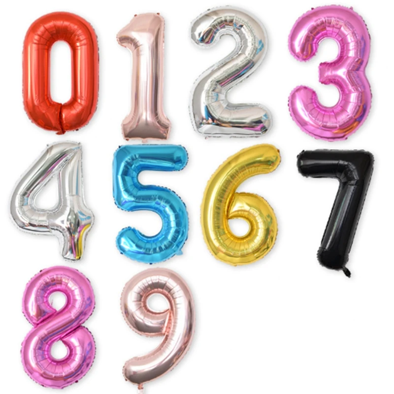 

300pcs New Multi-style, multi-color, 40-inch large digital balloon cross-border large-size American thin-body aluminium foil dig