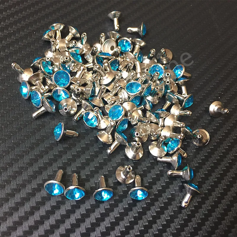 100pcs 8MM 5 colors Rhinestone Rivets Jeans Bags Shoes Craft Decorative Spikes and Studs Nails Accessories for DIY Leather Decor