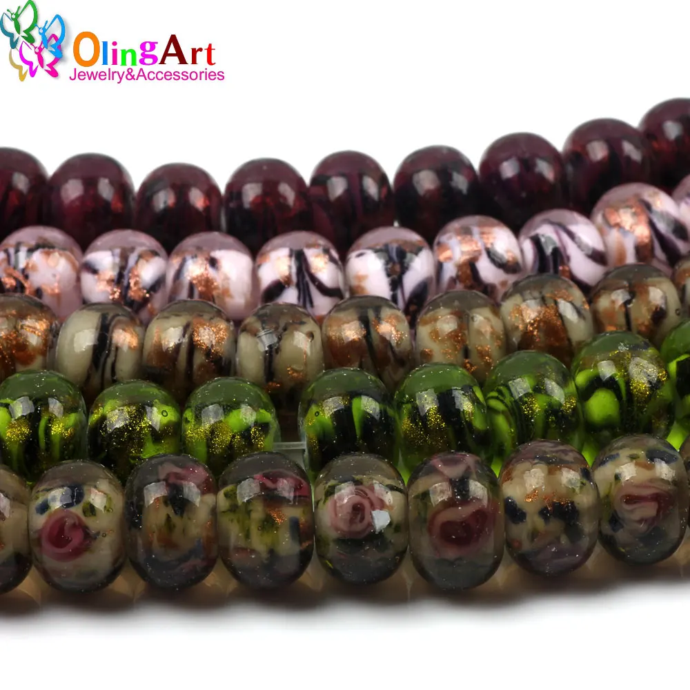 6pcs/Lot 12mm Lampwork Glass Beads Round With Golden Sand DIY Bracelet Choker Necklace Jewelry Making
