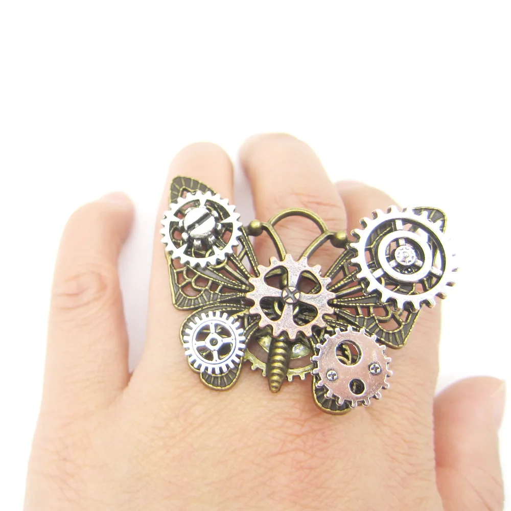 Popular Butterfly Steampunk Gears Vintage Ring