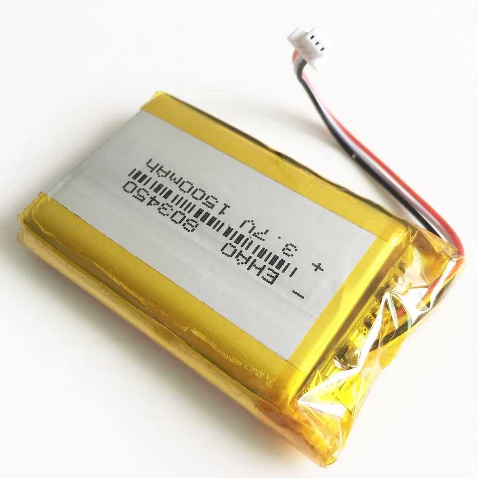 3.7V 1500mAh Lithium Polymer Lipo Rechargeable Battery + JST 1.0/1.25/1.5/2.0/2.5mm 3pin Connector For Mobile Phone DVD 803450