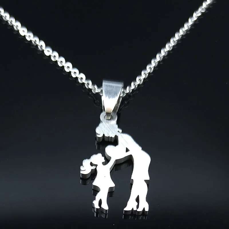 Mutter Tochter Familie Halskette Edelstahl Kette Kinder Kind Silber Farbe Anhänger Halsketten Schmuck Frauen Muttertag Geschenk – Detail 7