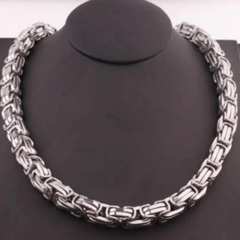 Cool Gift 12MM New Stainless Steel Silver Color Byzantine Box Chain Men's Necklace Or Bracelet Wristband 7