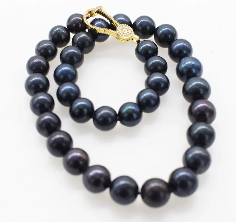 

freshwater pearl black round 11-14mm necklace 46cm big size wholesale bead nature gift discount for woman FPPJ