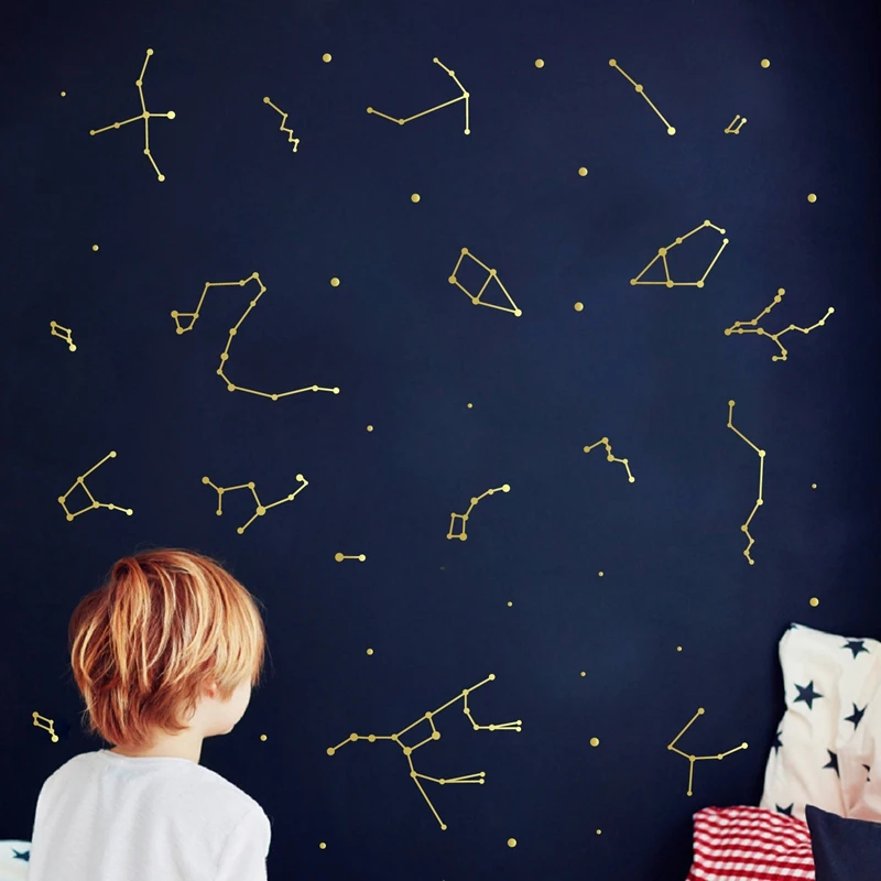 Large Size Zodiac Constellation Art Vinyl Wall Sticker Baby Room Decoration Space Star Decal Nursery Mural Art DIY Wall Decor