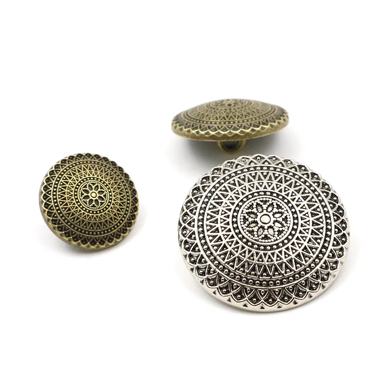 100 pcs/lot Antique Silver Copper Metal Button Retro Jeans Coat Jacket Button Clothes Decorative Buckle Accessories