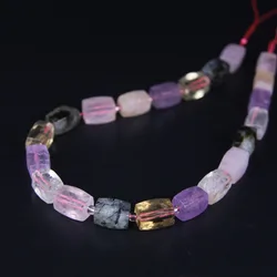 20 pcs/strand,Natural Multicolor Crystal Quartz Faceted Cube Nugget Pendant Beads,Cut Rough Stone Necklace Bracelet Jewel Making