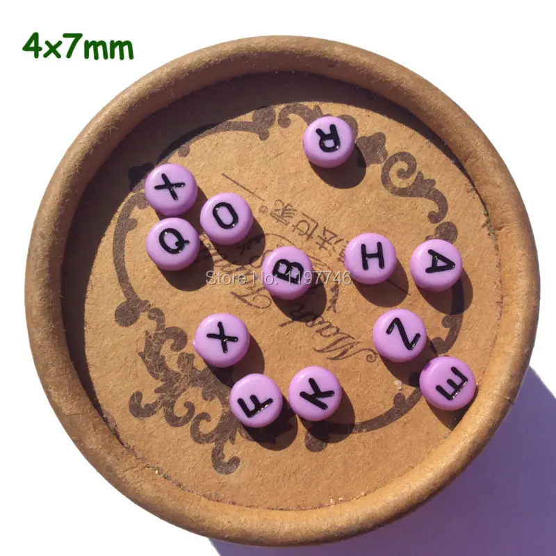 Alphabet Flat Round Acrylic Beads Hot Purple Random Mixed A to Z Letter 7mm 3600Pcs DIY Jewelry Making Accessories Free Shipping