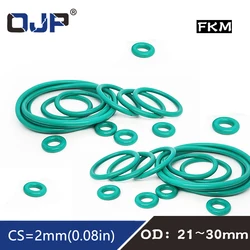 5PCS Fluorine rubber Ring Green FKM O ring Seal OD21/22/23/24/25/26/27/28/29/30*2mm Rubber O-Ring Seal Oil Ring Gaskets Washer