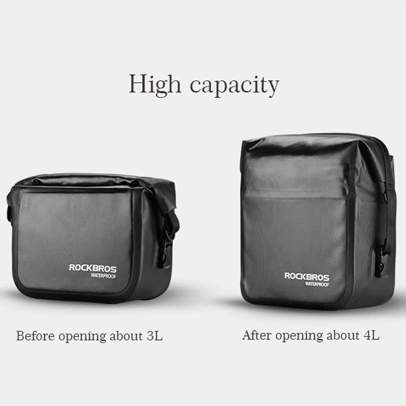 ROCKBROS Waterproof Bicycle Bags Bicycle Front Bag 4L Rear Bag Bicycle Front Tube Pocket Single Shoulder Bag Cycling Accessories