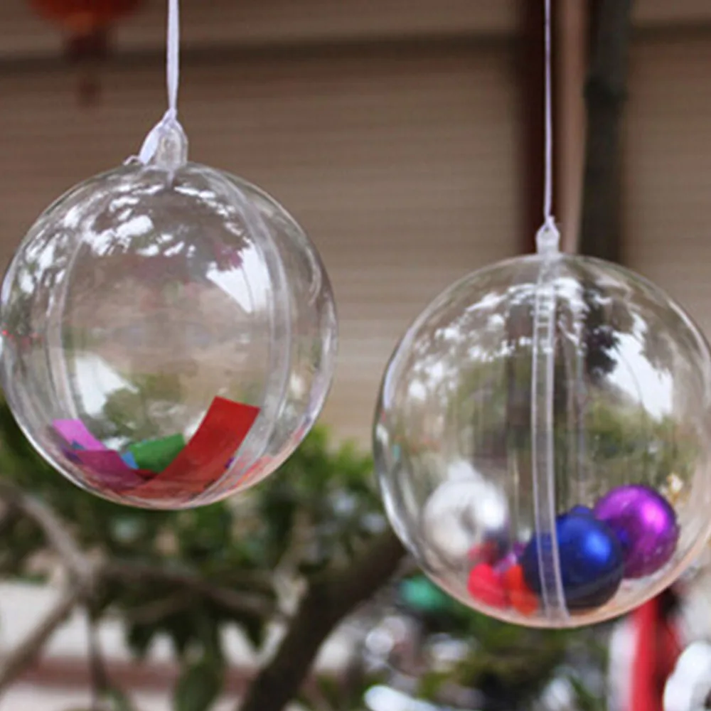 1 pc 6 cm New Romantic Christmas Decorations Ball Transparent Can Open Plastic Christmas Clear Bauble Ornament Gift Present