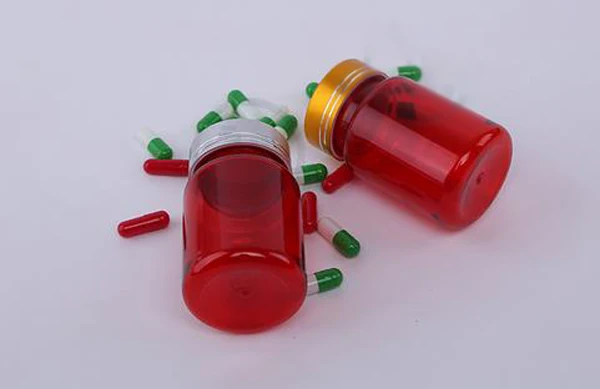 

20pcs 80ml Translucent Red PET Medicine Bottles, Capsules/Pills/Tablets/Powder/Vitamins Bottles---Golden/Silver Metal Screw Cap