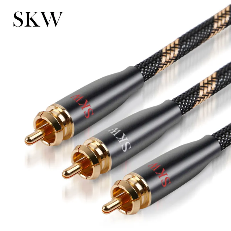 SKW Audio Cable 1 RCA To 2 RCA 1M 1.5M 2M 3M 5M For Home Theater DVD Amplifier Multimedia MP3 / MP4 Player Speaker