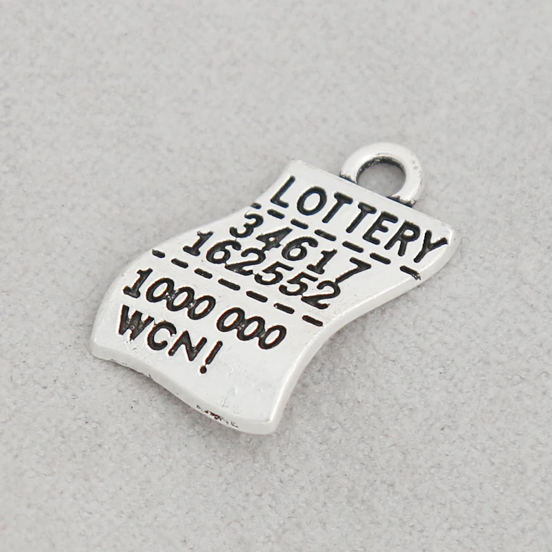 20pcs Antique Silver Color Lottery Ticket Alloy Message Charms 13*19mm AAC1056