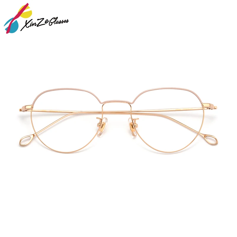 

XINZE Pure Titanium Glasses Frame High Quality Retro Eyeglasses Optical Prescription Men Women fashion with myopia frames