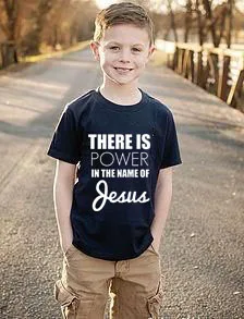 There Is Power In The Name of Jesus Toddler Kids Girls Short Sleeve Tee Shirt Summer Clothing Tops Clothes Casual Blouse