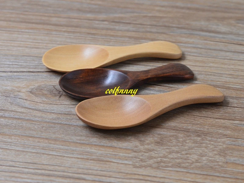 

1200pcs/lot 8x3.5cm Mini Short Wooden Spoon Teaspoon Condiment Utensil Tea Coffee Milk Spoon Kids Ice Cream Scoop 2 colors