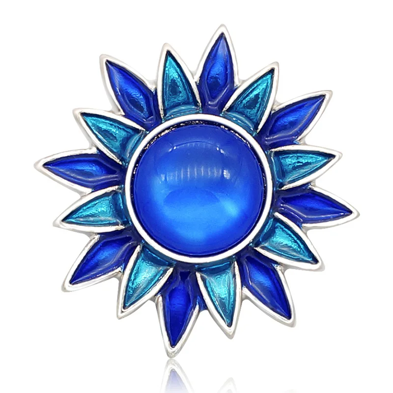 New KZ3049 Beauty Charm Sun flowers Colorful 18MM Metal snap buttons for DIY snap jewelry wholesale