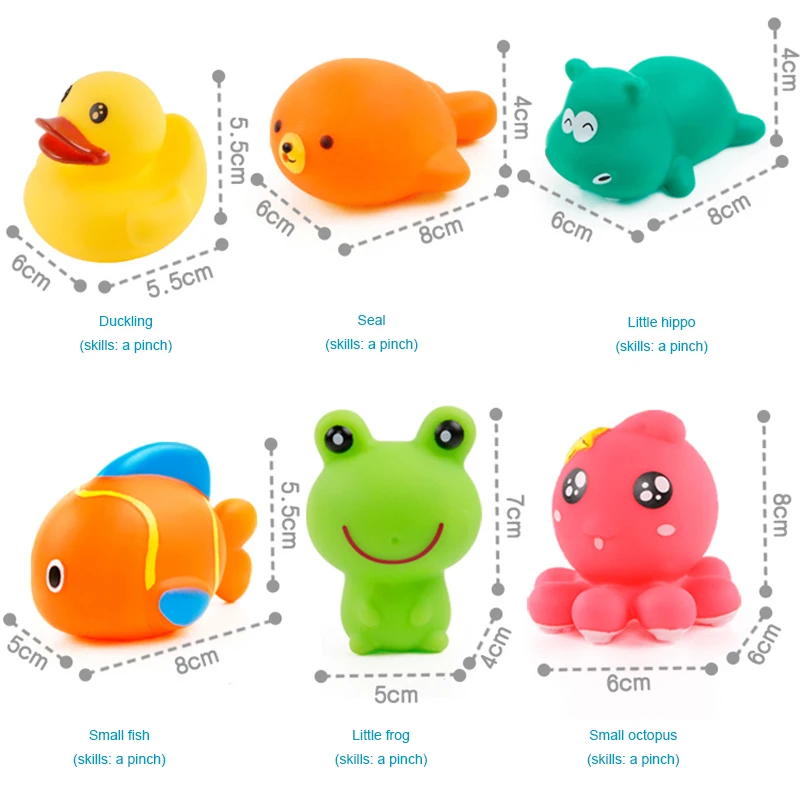 5pcs/Set Baby Bath Toys Animal Float Squeeze Sound Dabbling Rubber Water Spraying Shower Bathing Toys Gift For Kids Dropshipping