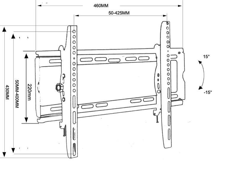 PTB-6044T 23 "30" 40 "55" montaggio a parete tv staffa 50 "in metallo 60kg vesa 400x400 Pannello LCD TV Montaggio A Parete tilt up down 15 build-in bolla