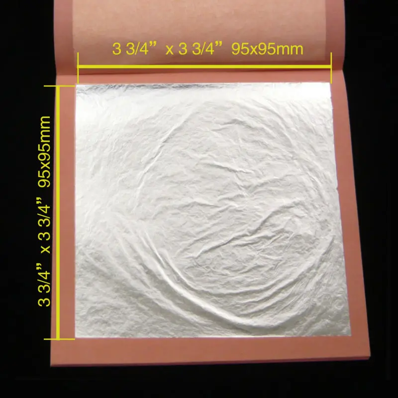 25 Sheets Per Booklet 95X95mm Pure Real Genuine Silver Leaf Foil 99.99% Silver For Gilding Funiture