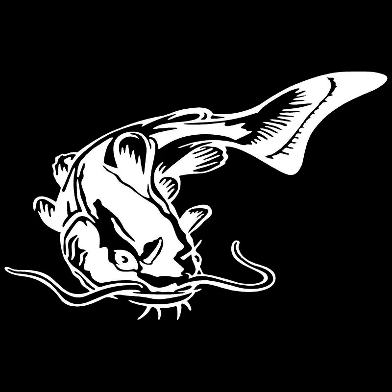 YJZT 16.5CM*10.7CM Catfish Fishing Car Sticker Vinyl Decal Art Black/Silver C24-0587