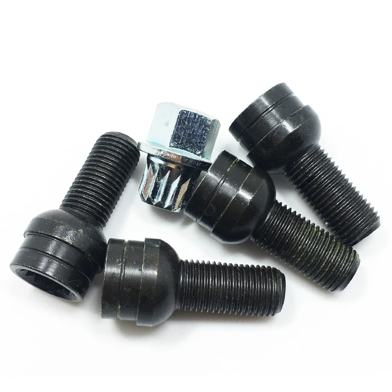 M14*1.5MM Black Steel Wheel Bolt & Lock Lug Nut Set With Key For Golf Jetta Bora Car Accessories